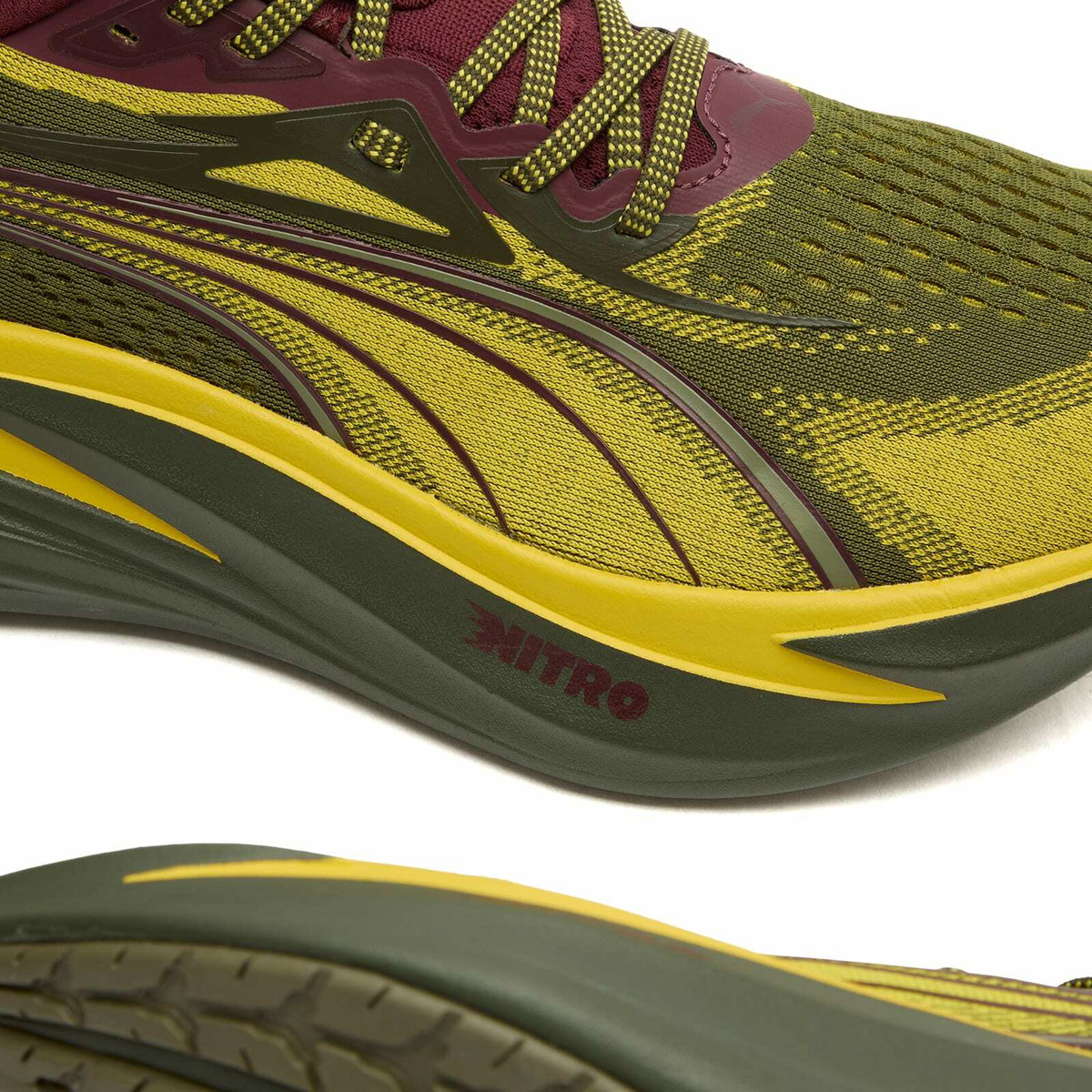 Puma Men's Running MagMax NITRO 2 Sneaker in Fresh Pear/Dark Olive
