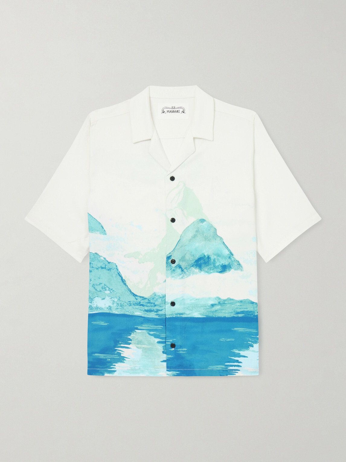 MANAAKI - Paradise Camp-Collar Printed Lyocell Shirt - Blue