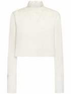 PHILOSOPHY DI LORENZO SERAFINI Cotton Poplin Blouse with Lace Inserts