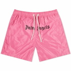 Palm Angels Men's Logo Swim Shorts in Fuschia