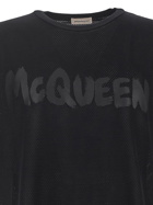 Alexander Mcqueen Graffiti Logo Mesh T Shirt