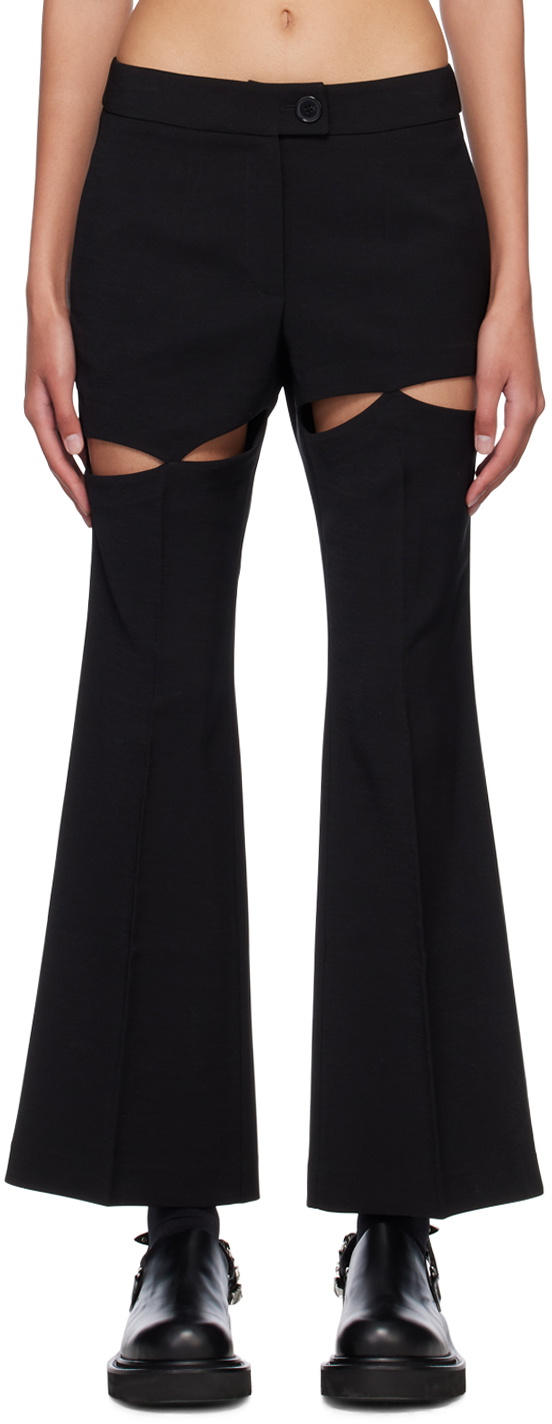 J KOO Black Cutout Trousers