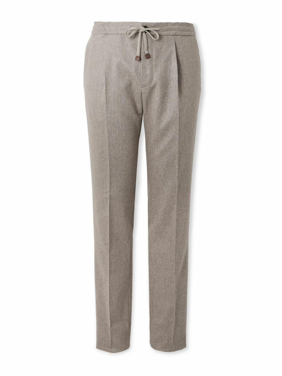 Incotex - Tapered Pleated Wool and Cashmere-Blend Trousers - Neutrals