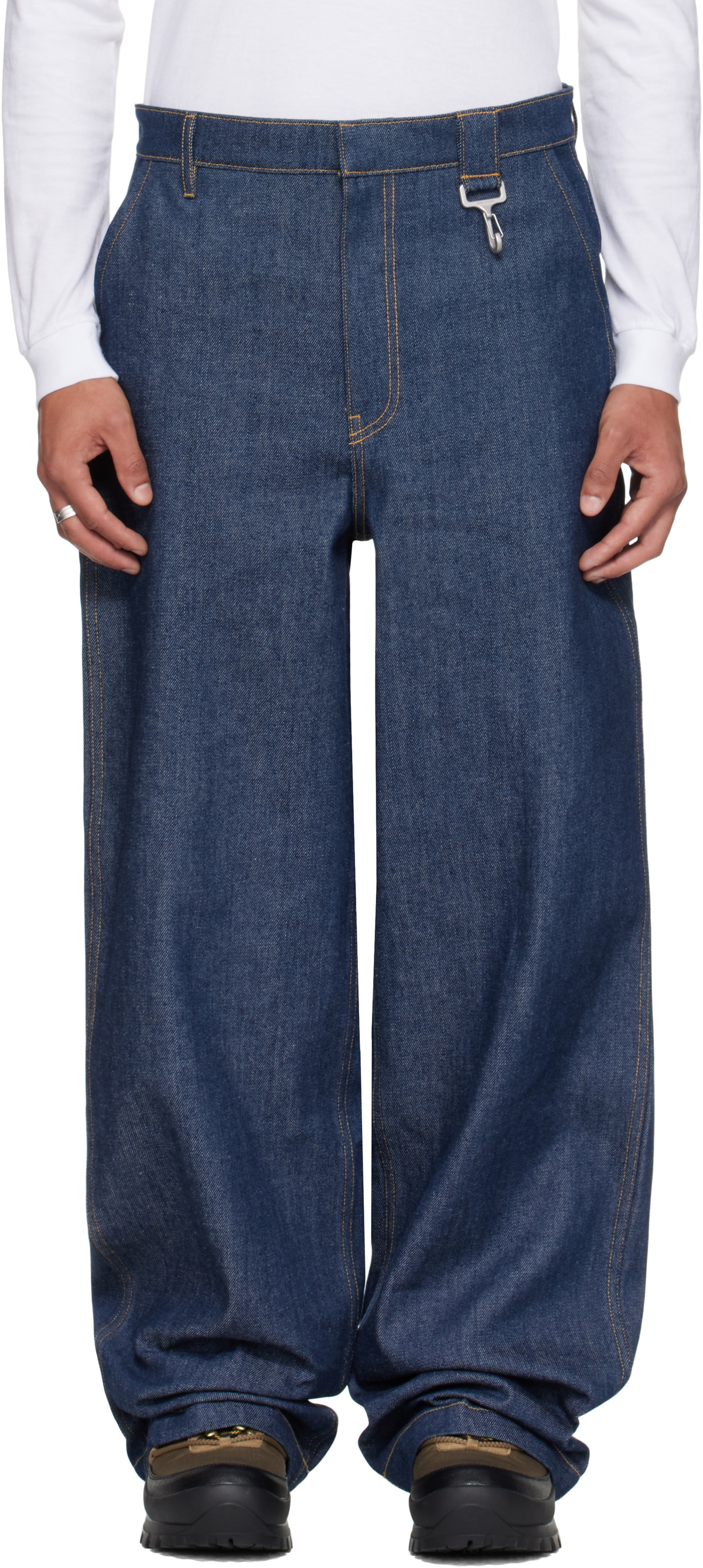 Reese Cooper Navy Concealed Button Straight Leg Jeans