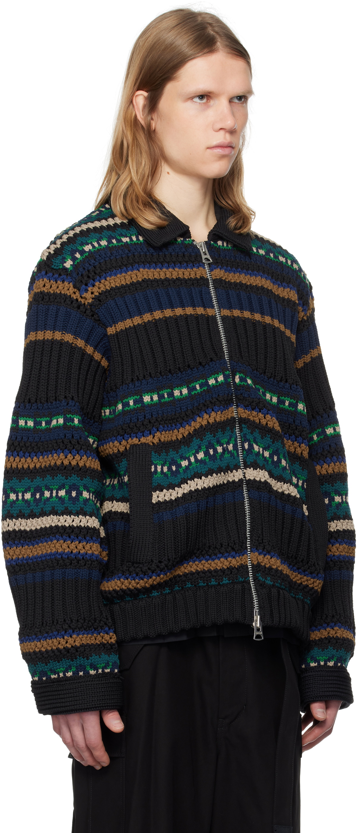 sacai 24aw Knit Cardigan BLACK sacai: Black Suiting Mix Knit