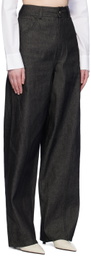 Elleme Black Plain Reverse Baggy Jeans