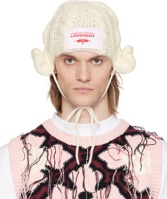 Photo: Charles Jeffrey LOVERBOY White Chunky Aviator Beanie