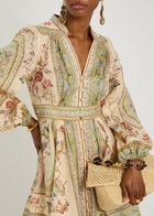 Zimmermann Roselight Printed Linen Mini Dress Sage