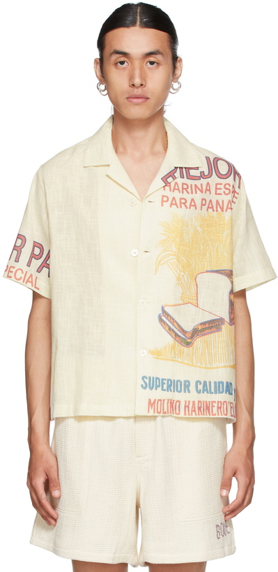 Photo: Bode Off-White Bread Feedsack Short Sleeve Shirt