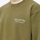 Sporty & Rich Men's Script Logo Crew Sweat in Olive/White