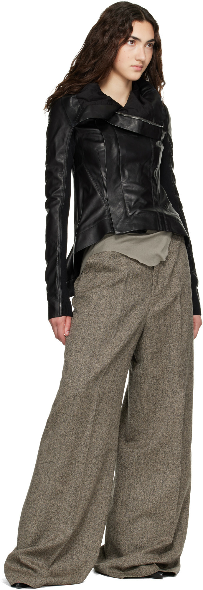 Rick Owens Black Tower Naska Biker Leather Jacket