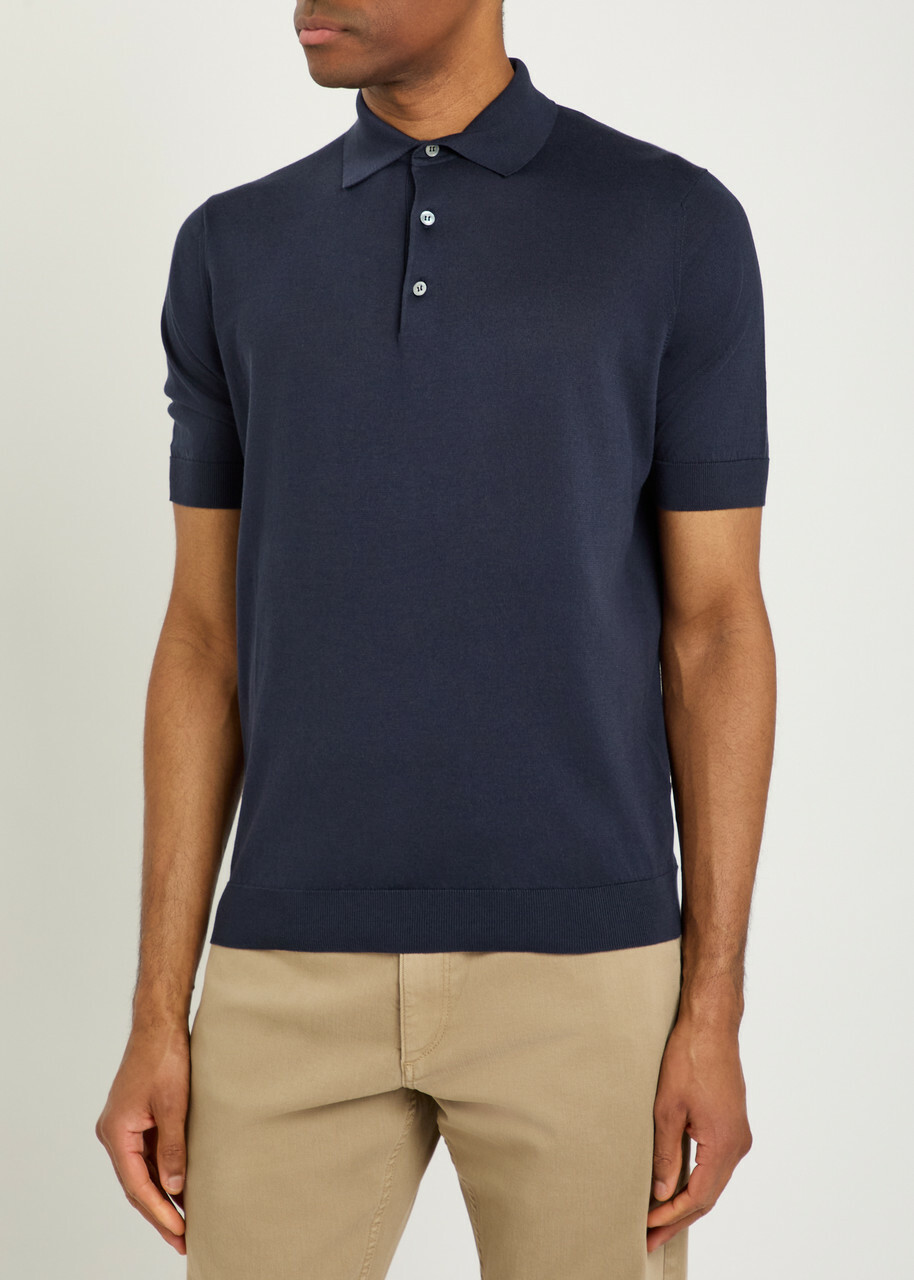 Lardini Fine-knit Cotton Polo Shirt Blue