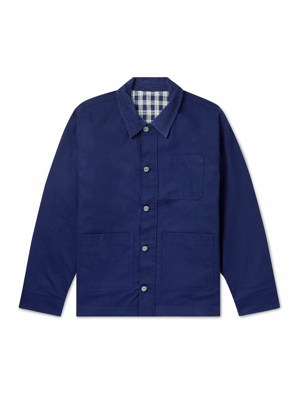 Photo: Saturdays NYC - Flores Reversible Corduroy-Trimmed Checked Cotton-Canvas Jacket - Blue