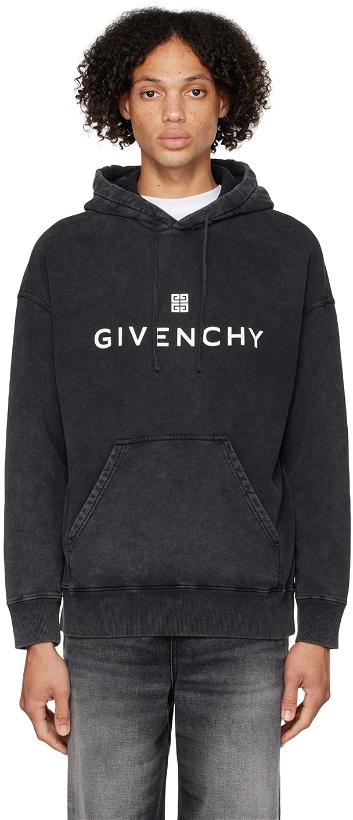 Photo: Givenchy Gray Slim-Fit Print Hoodie