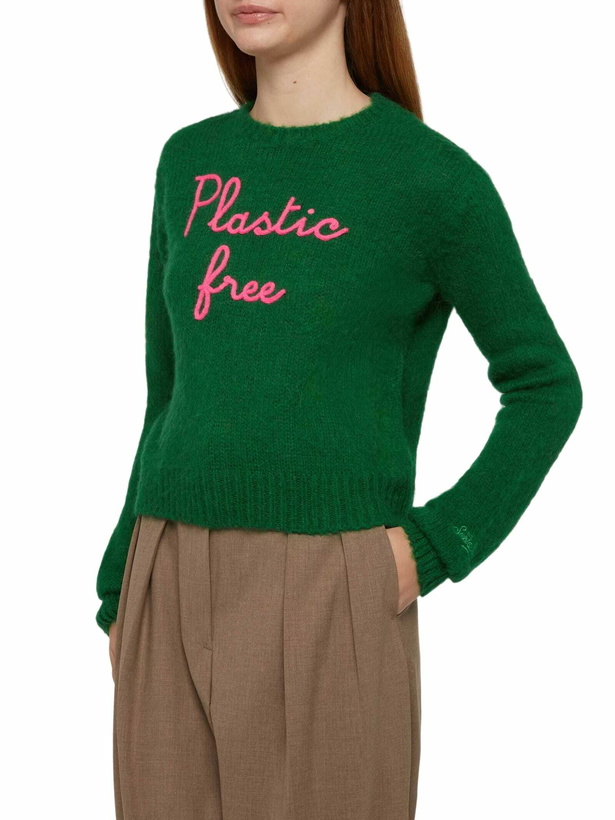 Photo: MC2 Saint Barth Woman Crewneck Soft Crop Sweater With Plastic Free Embroidery