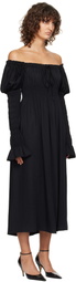 Sleeper Black Paloma Shirred Maxi Dress