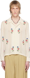 Bode Off-White Beaded Wildflower Shirt