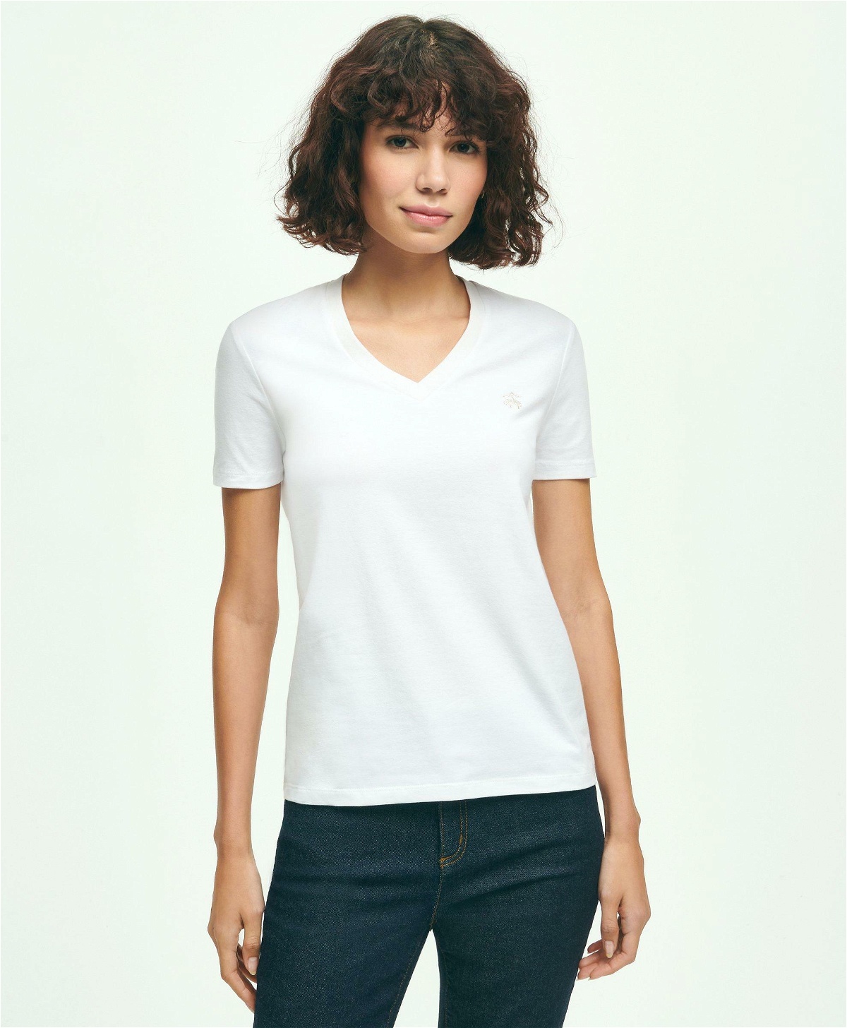 Photo: Brooks Brothers Women's Stretch Cotton V-Neck T-Shirt | White