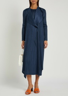 Pleats Please Issey Miyake Pleated Woven Coat Navy