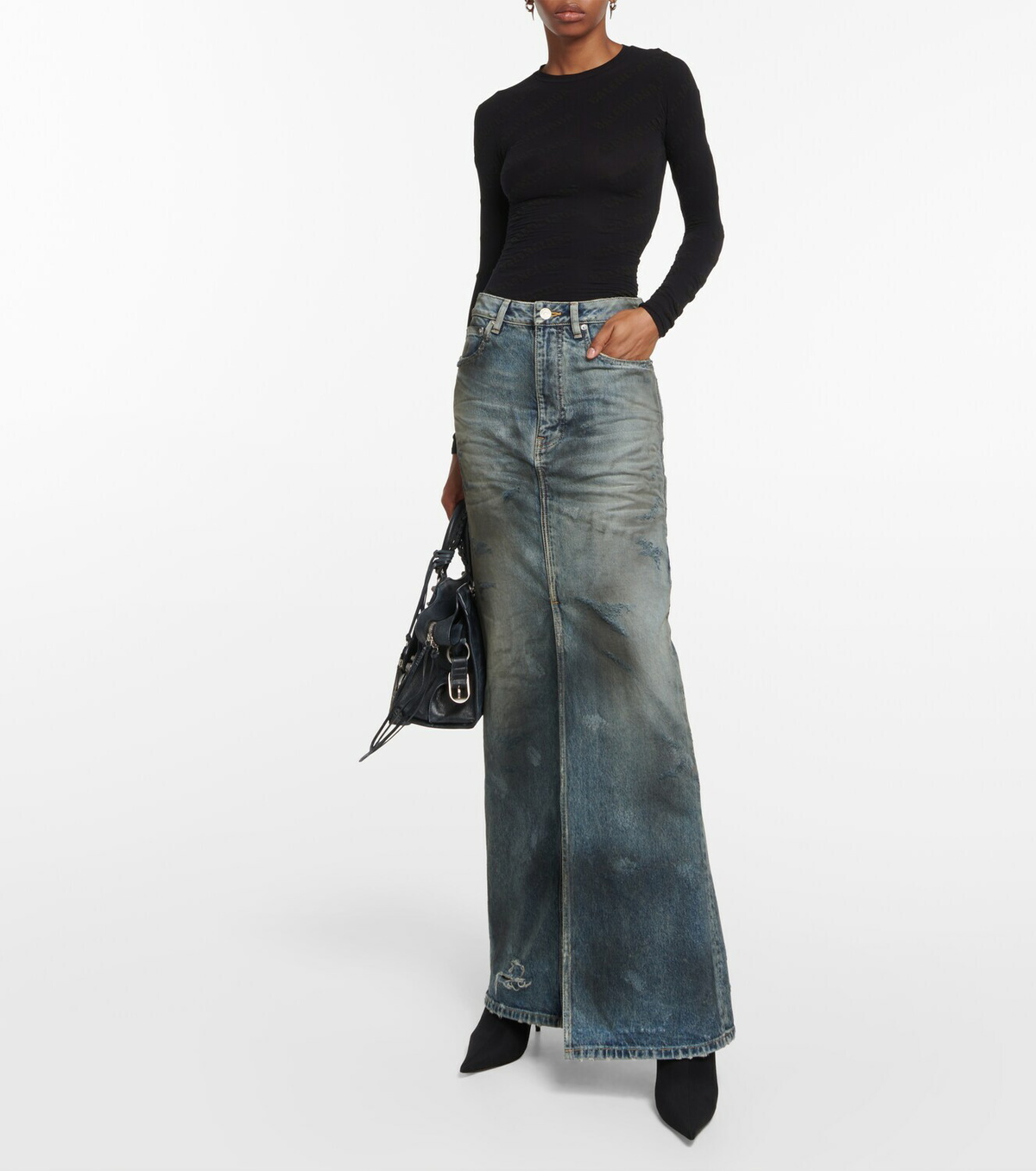 Balenciaga Bleached denim maxi skirt Balenciaga