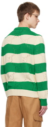 Gucci Green & Off-White GG Stripe Sweater