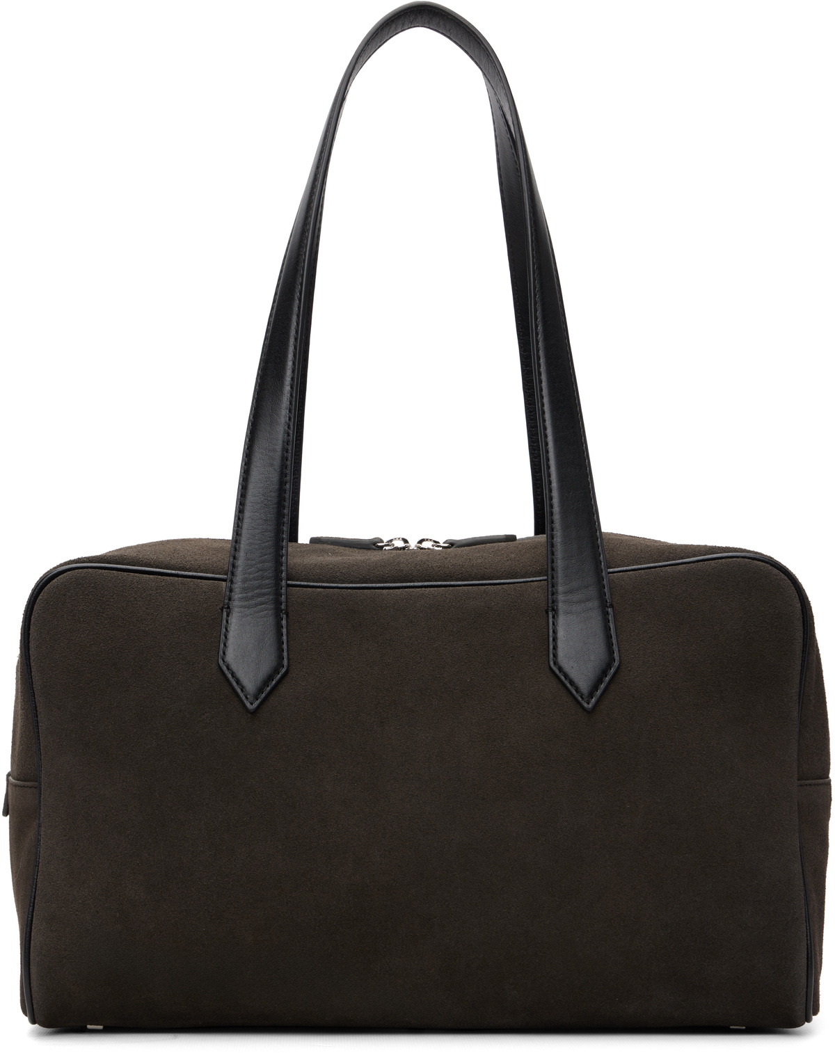 TONYWACK Brown Leather Trim Suede Square Valise Tote