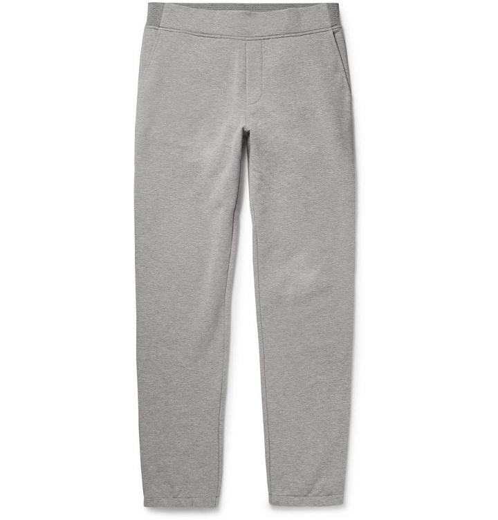 Photo: Berluti - Leather-Trimmed Loopback Cotton-Jersey Sweatpants - Men - Gray