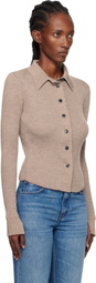 mfpen Beige Knitted Rib Cardigan