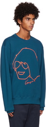 Kenzo Blue Embroidered Graphic Sweatshirt