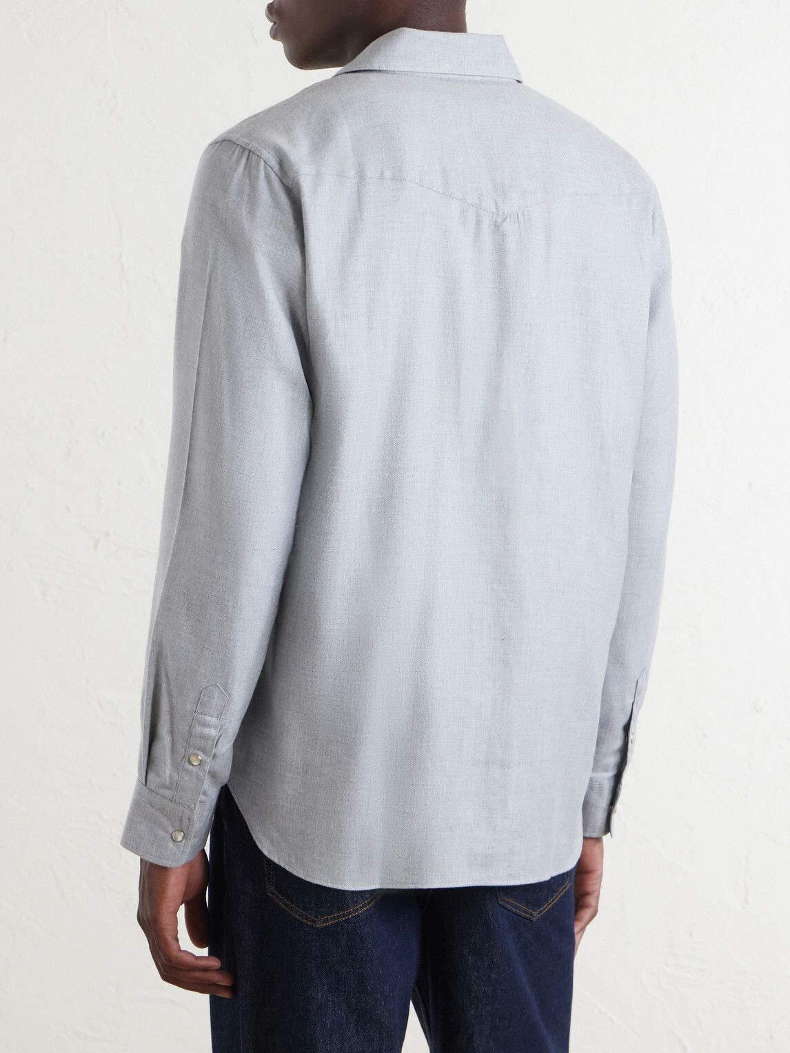 Mr P. - Herringbone Cotton and Lyocell-Blend Shirt - Gray