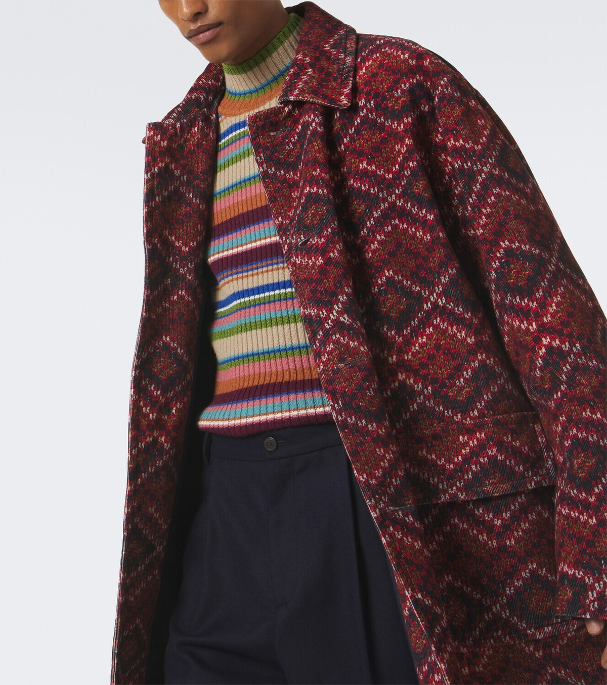 Dries Van Noten Printed cotton corduroy coat