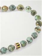 Mikia - Silver, Cord, Turquoise and Shell Beaded Bracelet - Green