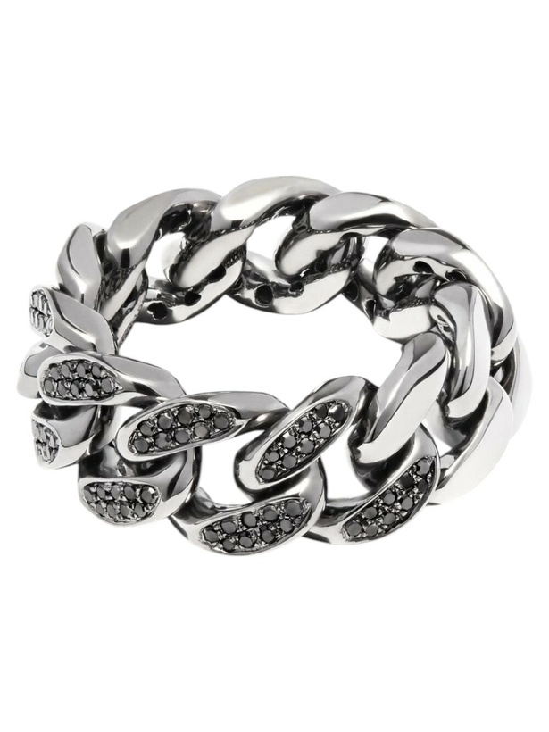 Photo: SHAY 18K Black Gold Flat Link Diamond Ring