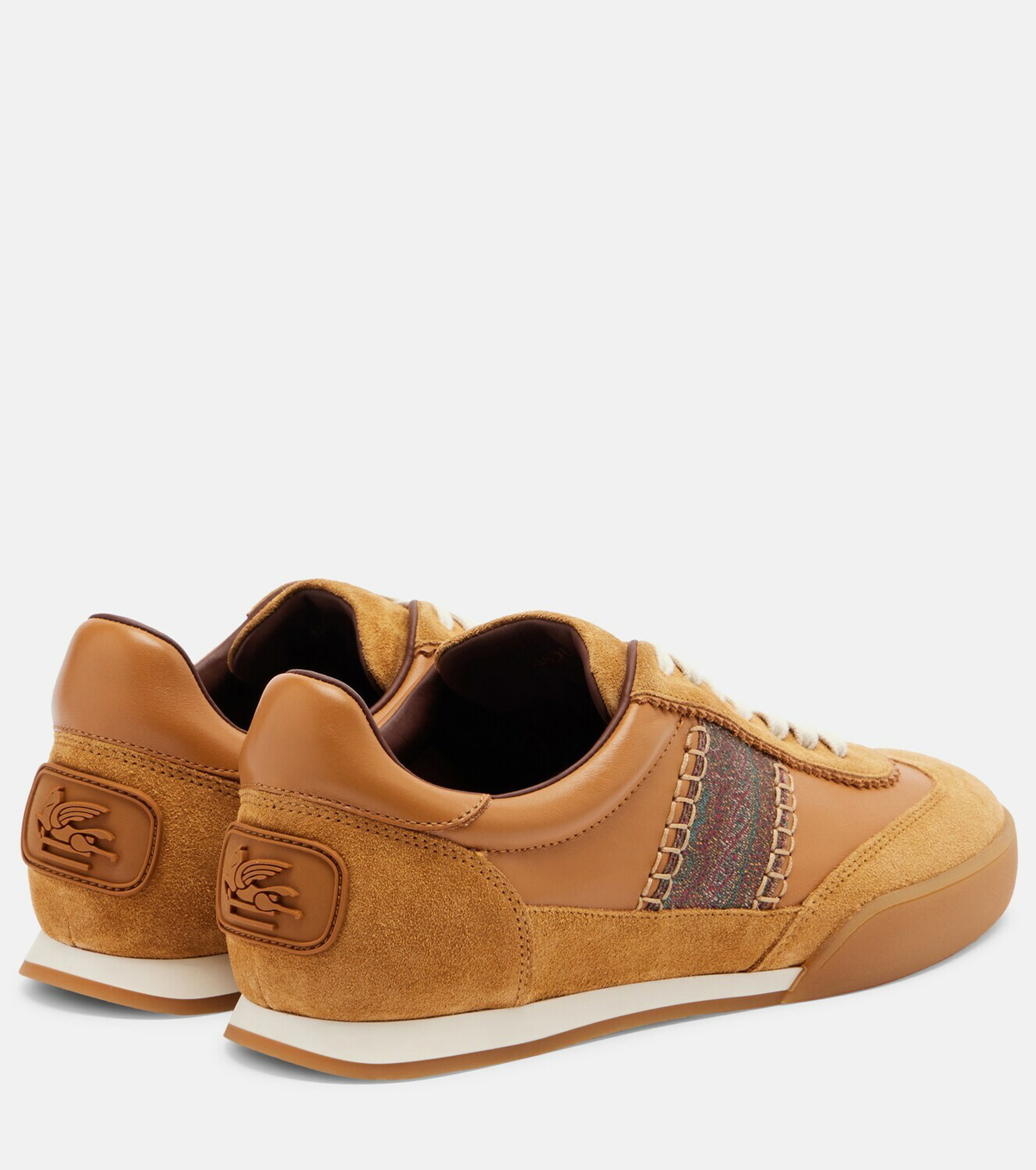 Etro Pegaso suede-trimmed leather sneakers