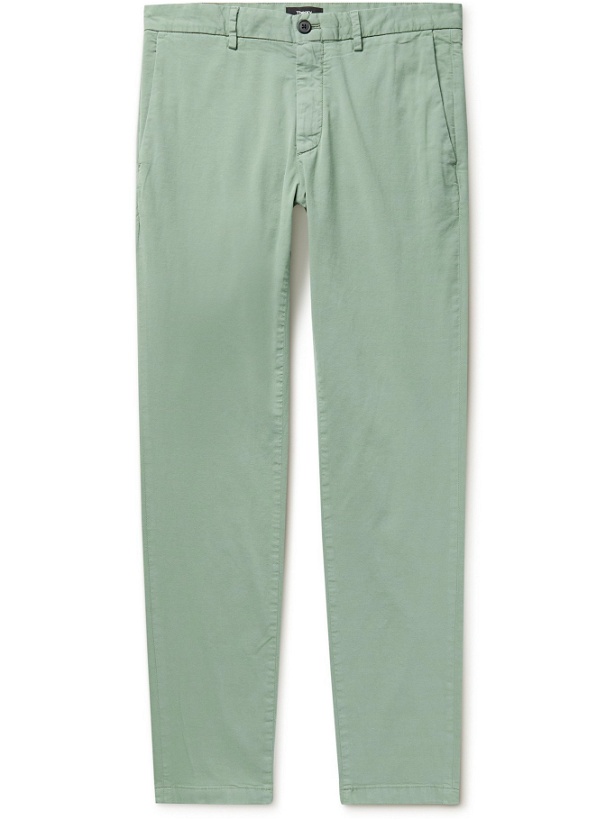 Photo: THEORY - Zaine Slim-Fit Organic Cotton-Blend Twill Trousers - Green