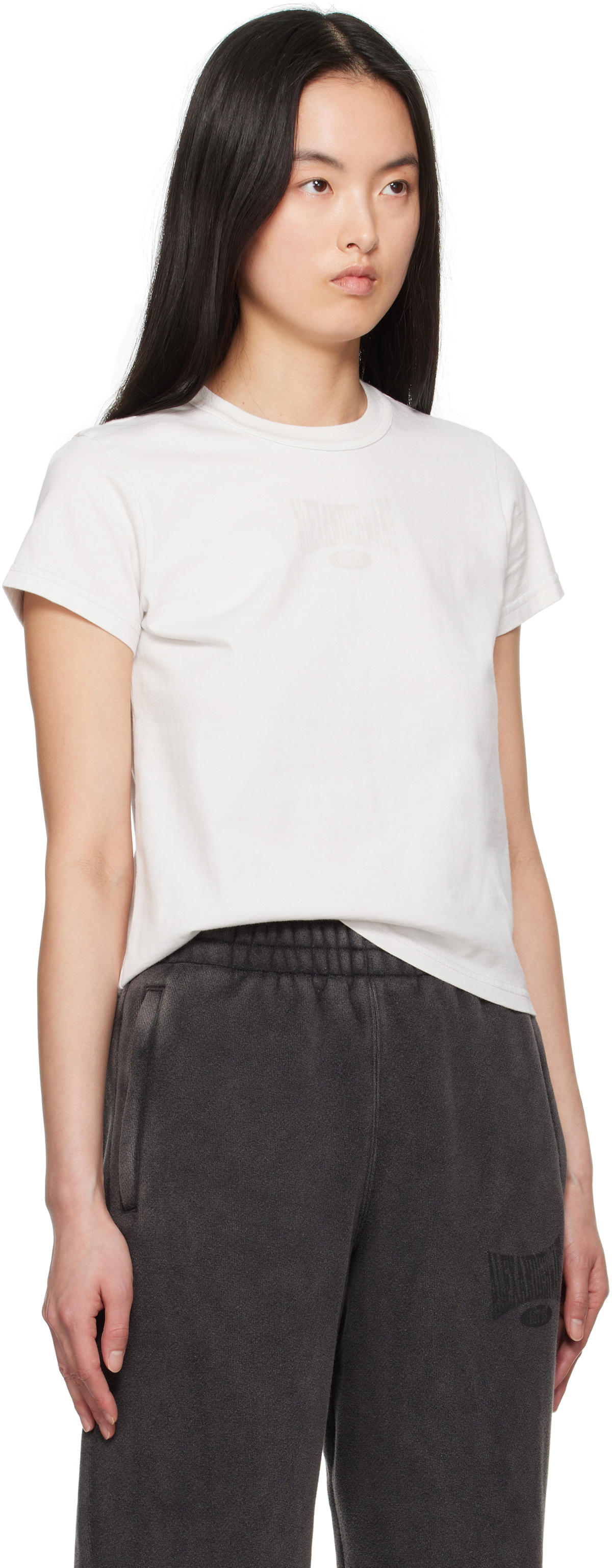 alexanderwang.t Off-White Distressed Logo Shrunken T-shirt