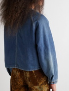 KAPITAL - Coneybowy Reversible Denim and Striped Knitted Jacket - Blue