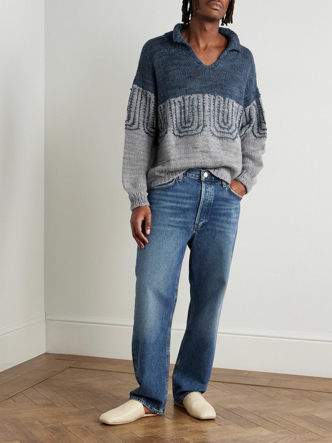 Kartik Research - Jacquard-Knit Wool Sweater - Blue