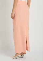 Bernadette Norma Floral-embroidered Cotton and Linen-blend Midi Skirt Pink