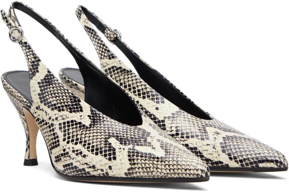 Aeyde Off-White & Black Carla Heels