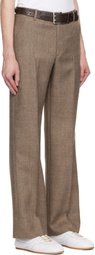 International Gallery BEAMS Brown Polyester Tweed Semi-Wide Trousers