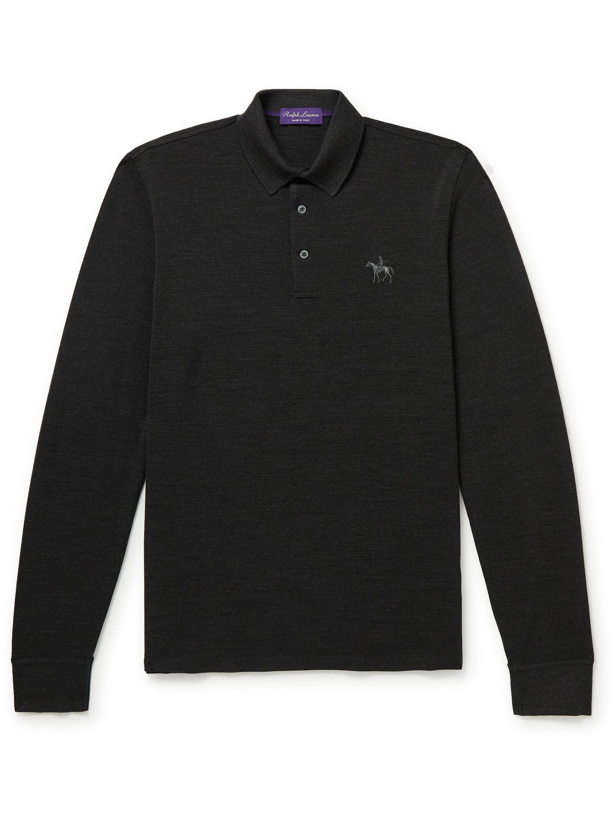 Photo: Ralph Lauren Purple label - Logo-Embroidered Wool-Piqué Polo Shirt - Unknown