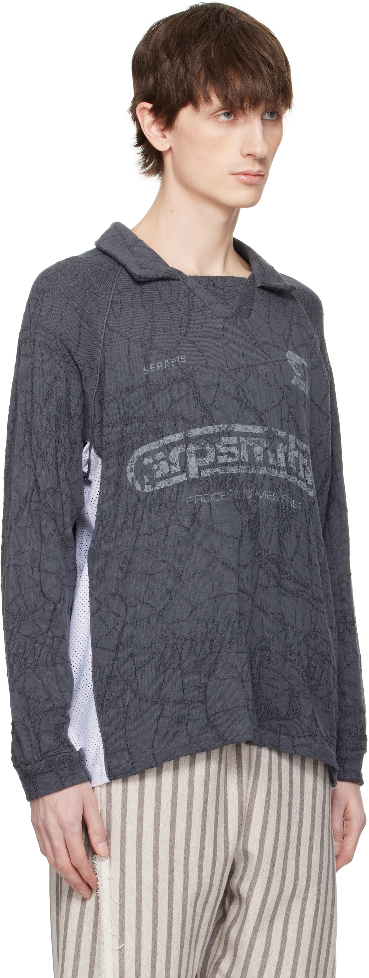 Serapis Gray Knit Football Polo Serapis