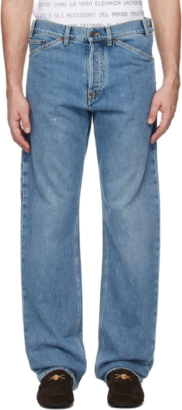 Photo: Moschino Blue Laurel Crown Emblem Jeans