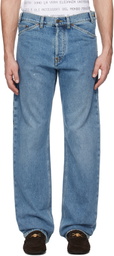 Moschino Blue Laurel Crown Emblem Jeans