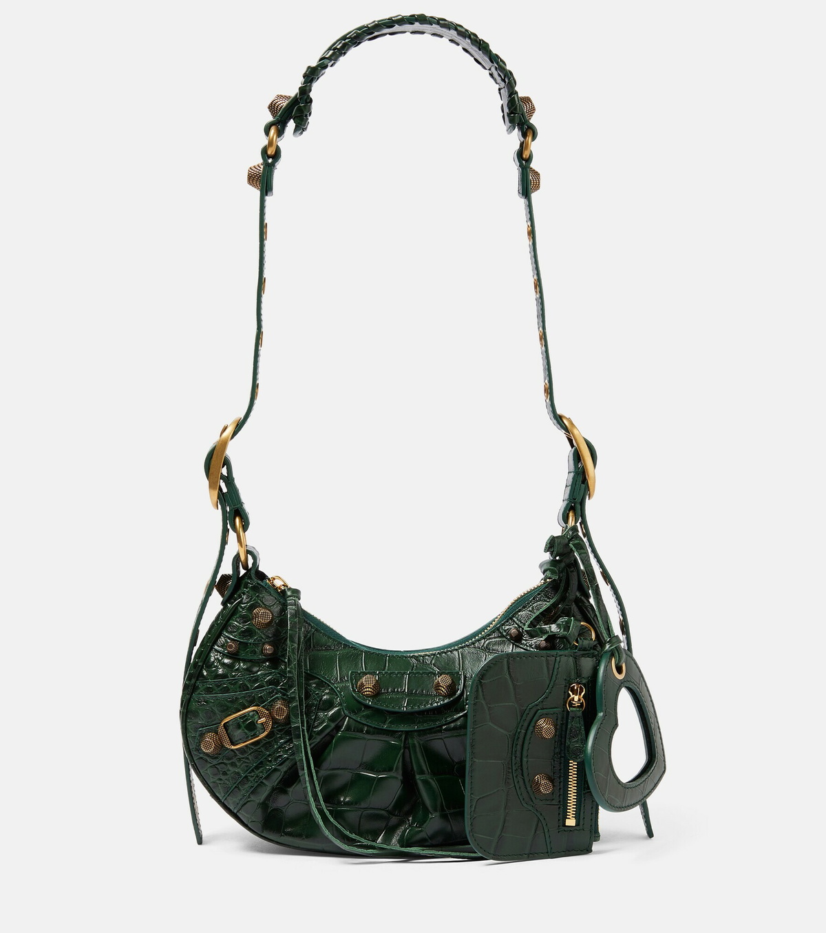 【関税＆送料込み】Balenciaga Le Cagole Small Leather Shoul BALENCIAGA Le Cagole small studded crinkled-leather shoulder
