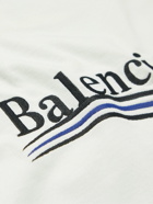 BALENCIAGA - Logo-Embroidered Cotton-Jersey T-Shirt - White