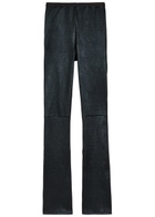 Rick Owens Lilies Carmen Flared-leg Leather-blend Trousers Black