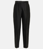 Toteme - Pleated high-rise cotton-blend pants