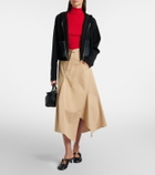 Loewe Leather-trimmed wool hoodie